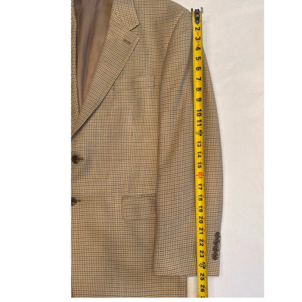 Lauren Ralph Lauren Mens 44R Houndstooth Silk Lined Sport Coat Blazer Tan Brown - Picture 5 of 8